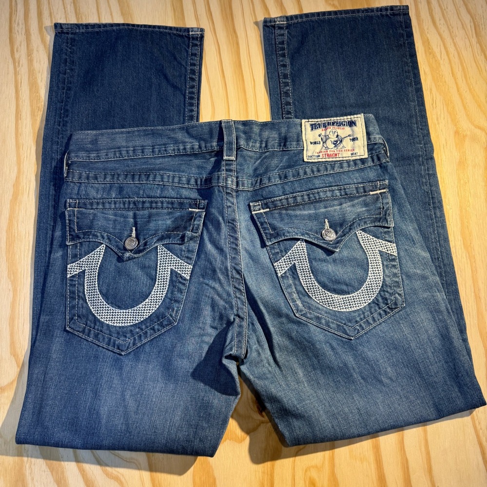 True Religion Men's Section Straight Pattern Pockets Denim Jeans Size 36